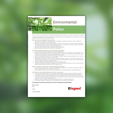 CTA image showing Legrand's Environmental Policy