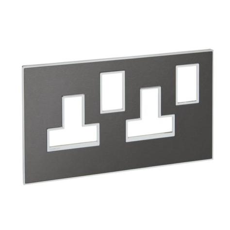 Arteor Surround Plate for 2 Gang 13A Switched Socket Outlet Brushed Black, 571349, 3414971243170